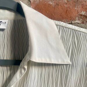 E.K. Designs Women's Dress Shirt, Long Sleeve, Textured, Size L, Ivory, Elegant.